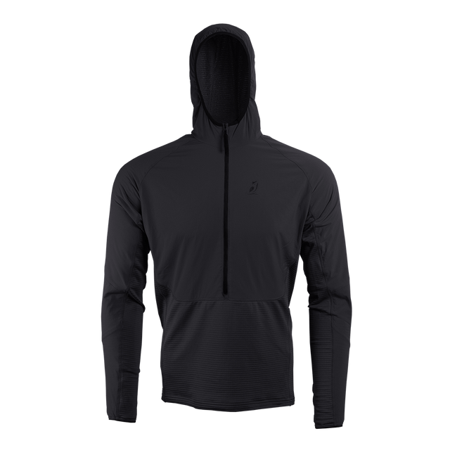 front view of men's fleece mid layer hoodie for hiking & backpacking