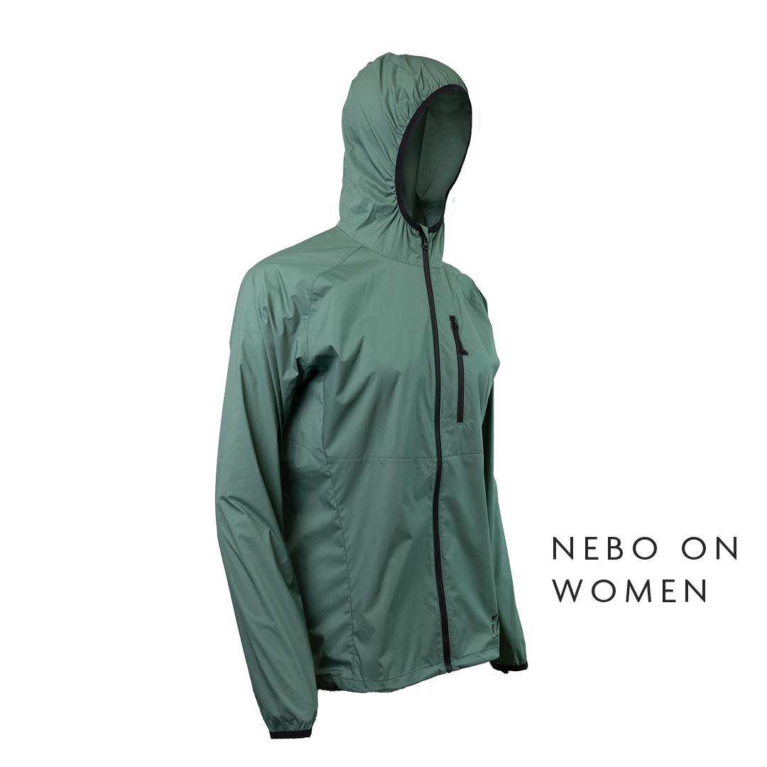 45 degree front right side view of windbreaker jacket for backpacking - no background