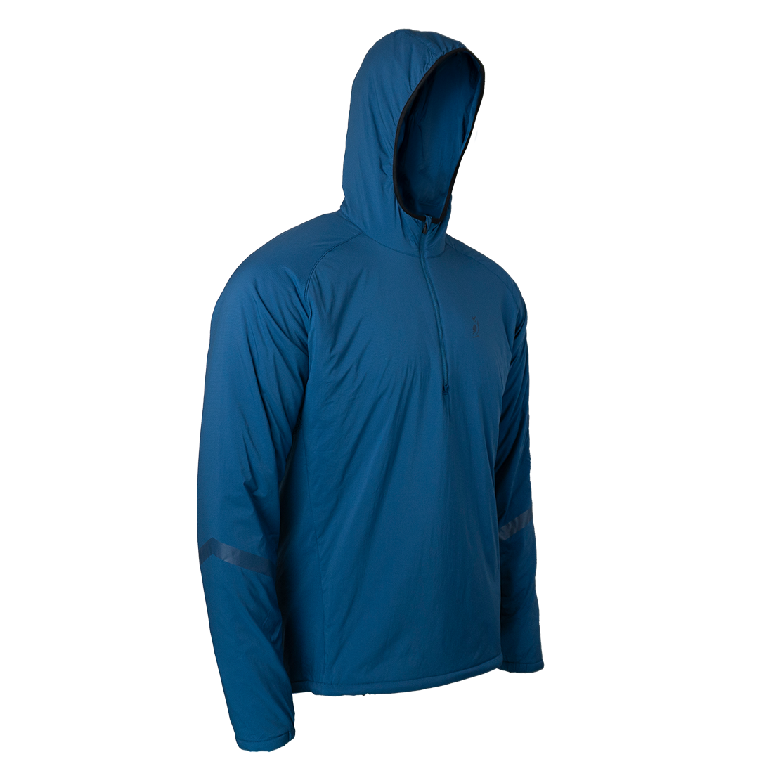 side view of men's technical mid layer hoodie