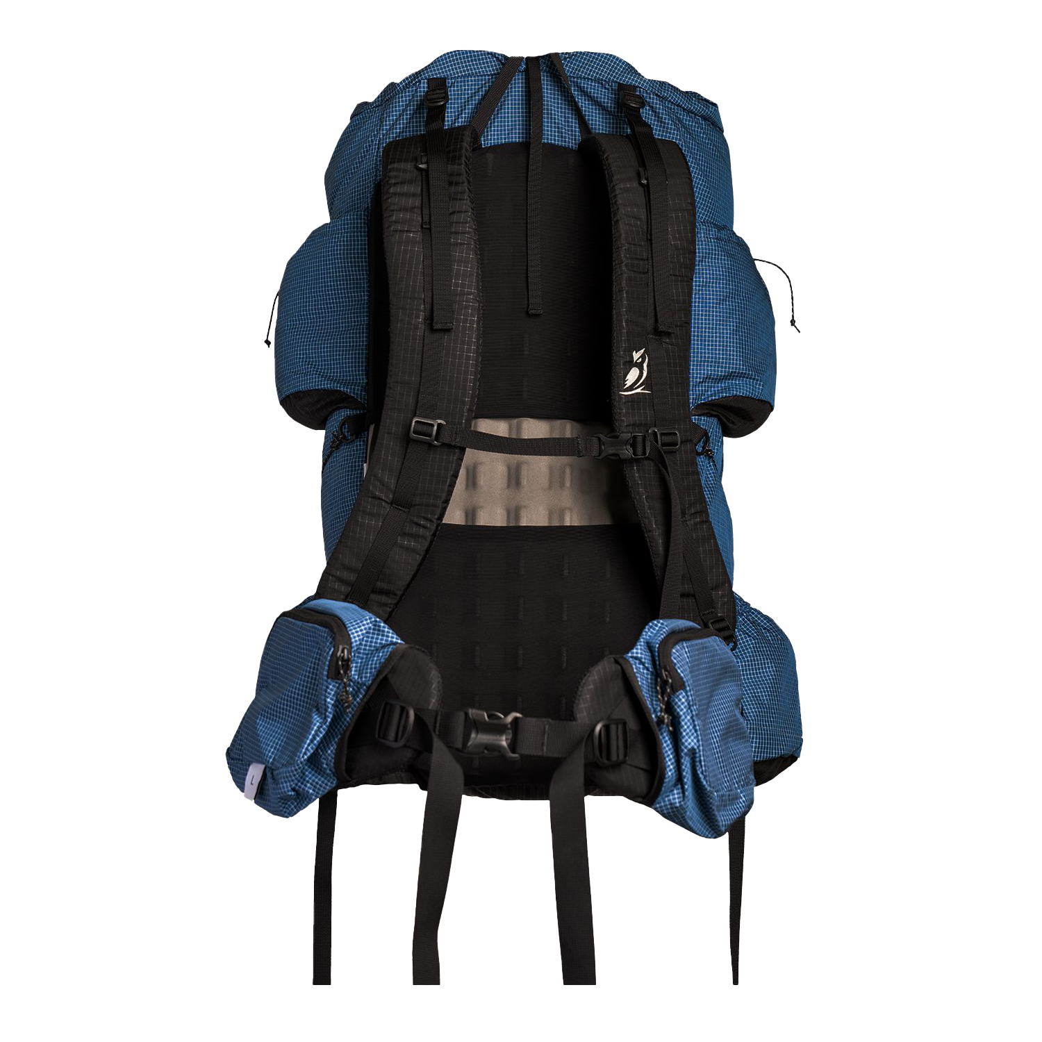 Back view of the Shadowlight Ultralight Backpack in blue with ergonomic straps