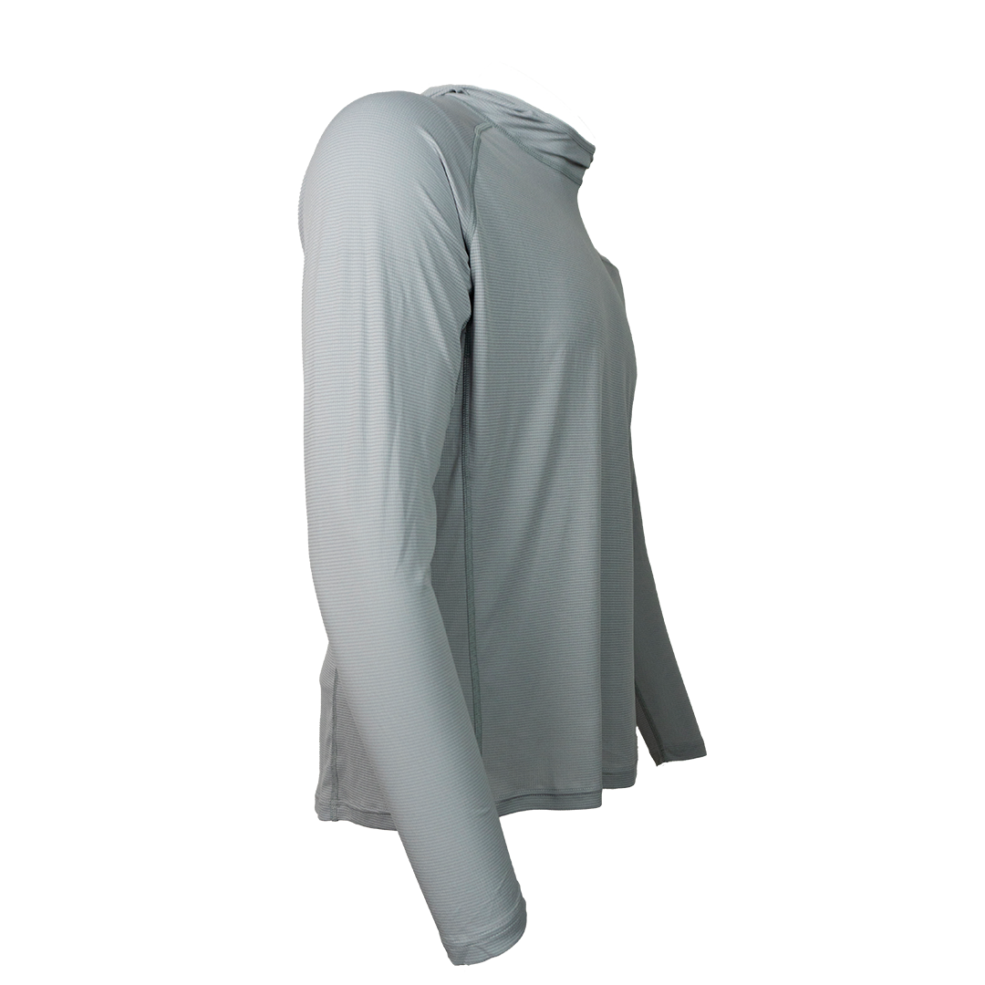 Gray Altitude Sun Hoodie left turned view. Hoodie only.
