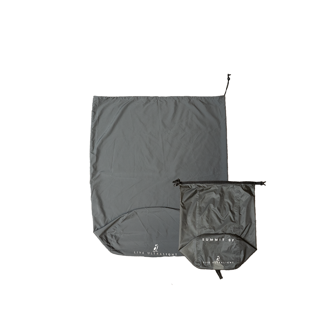 front view of empty storage sack & compression bag for down sleeping bag