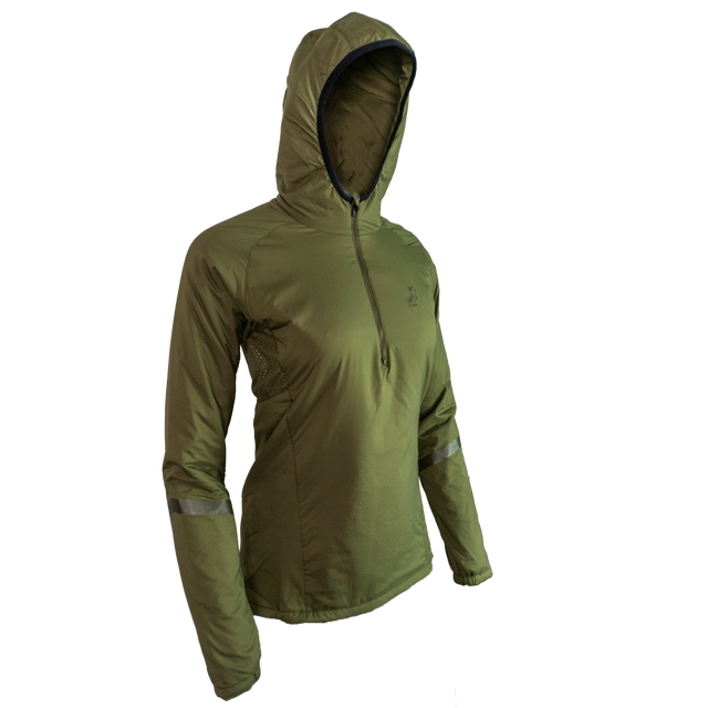 side view of women's technical quarter-zip mid layer