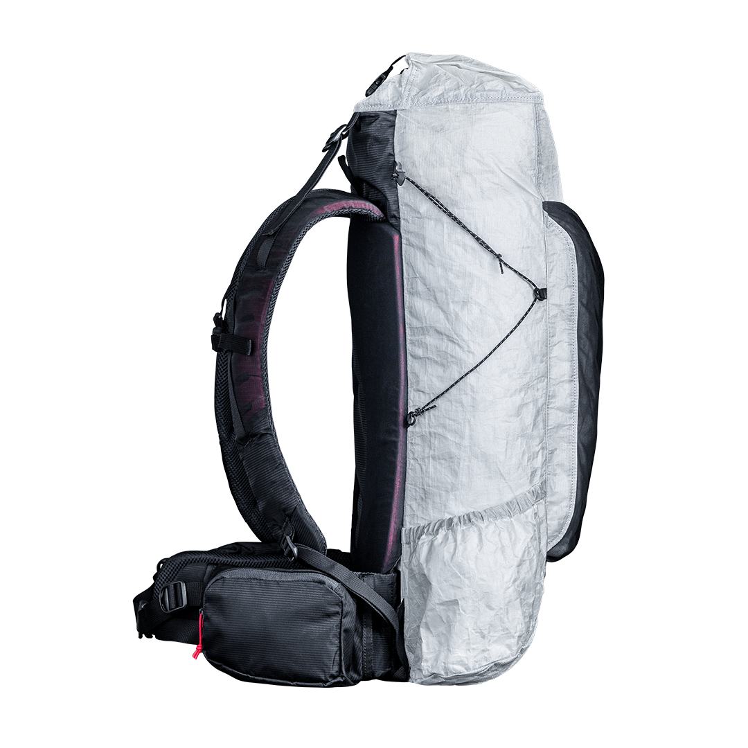Side view of CS40 Ultra backpack on a plain background