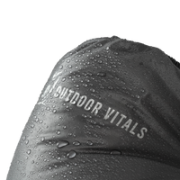 Water-resistant ultralight down booties fabric with water droplets on shell material