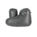 Lightweight down booties and compression stuff sack for camping and backpacking