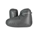 Lightweight down booties and compression stuff sack for camping and backpacking