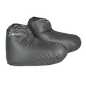 Side view of insulated down booties for camping, backpacking, and cold weather use