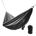 Outdoor Vitals Ultralight Complete Hammock suspended with attached structural ridgeline alongside its included stuff sack.