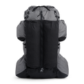 Front view of the Shadowlight 60 ultralight backpack with large external mesh pocket and roll-top closure system.