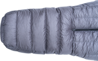 top view of footbox & horizontal baffles on down sleeping bag