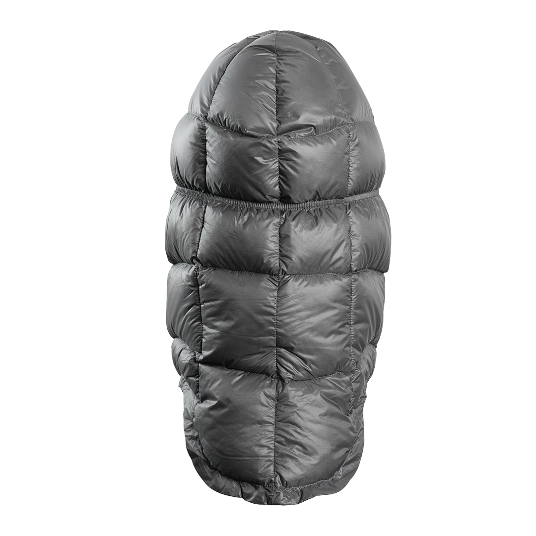 Back view of Outdoor Vitals down insulated ultralight balaclava. 