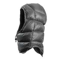 Side view of Outdoor Vitals down insulated balaclava with face opening.