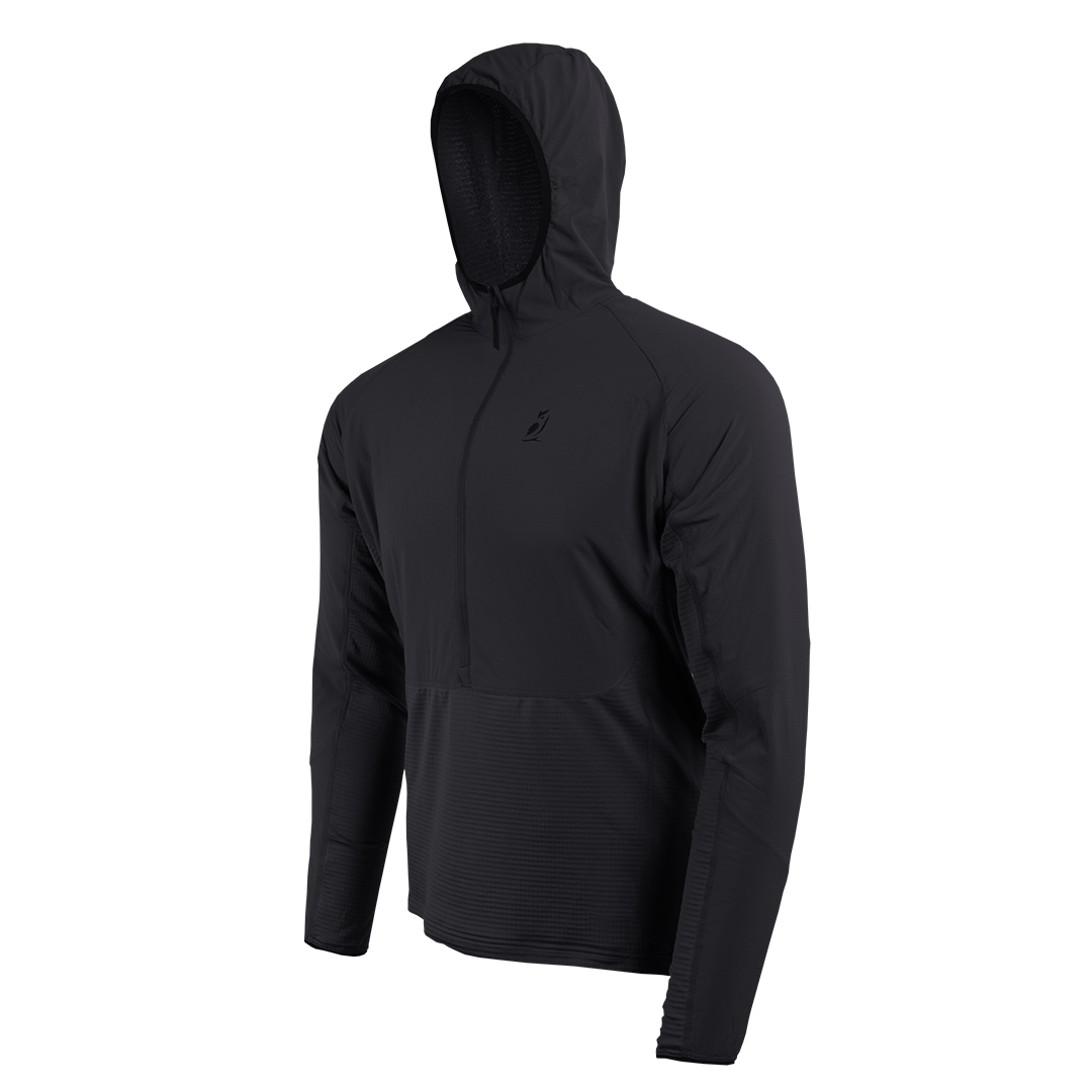 Angled front view of men's fleece mid layer