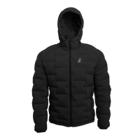 Outdoor Vitals Vantage Alpine Down Jacket – front view with hood up, ultralight 850 fill down insulation