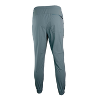 rear view of men's trail pants with elastic cuffs