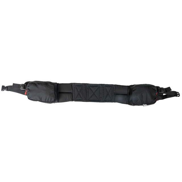 Padded hip belt with zippered pockets for the Outdoor Vitals CS40 Ultra Backpack.