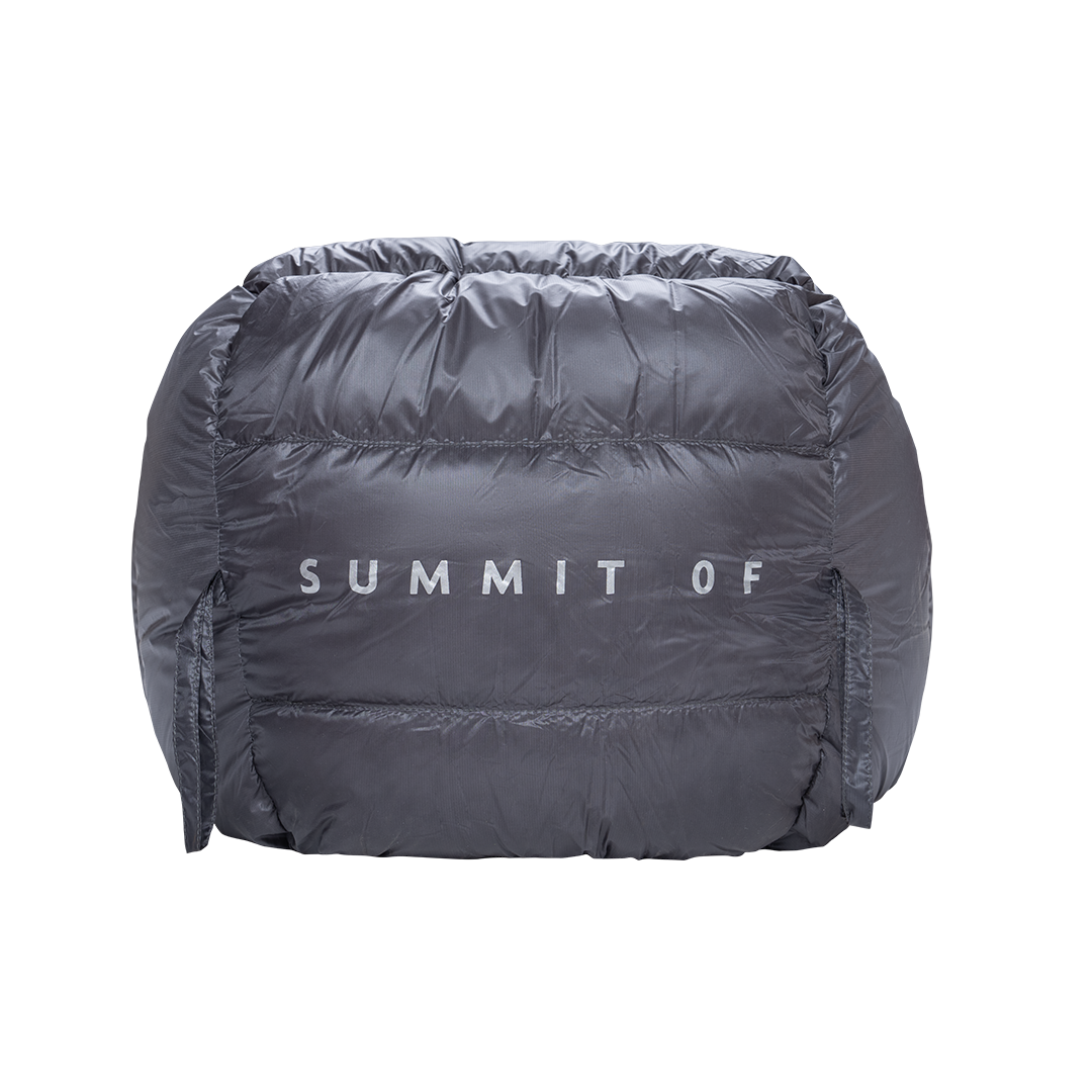 close view of the bottom of the footbox on down sleeping bag
