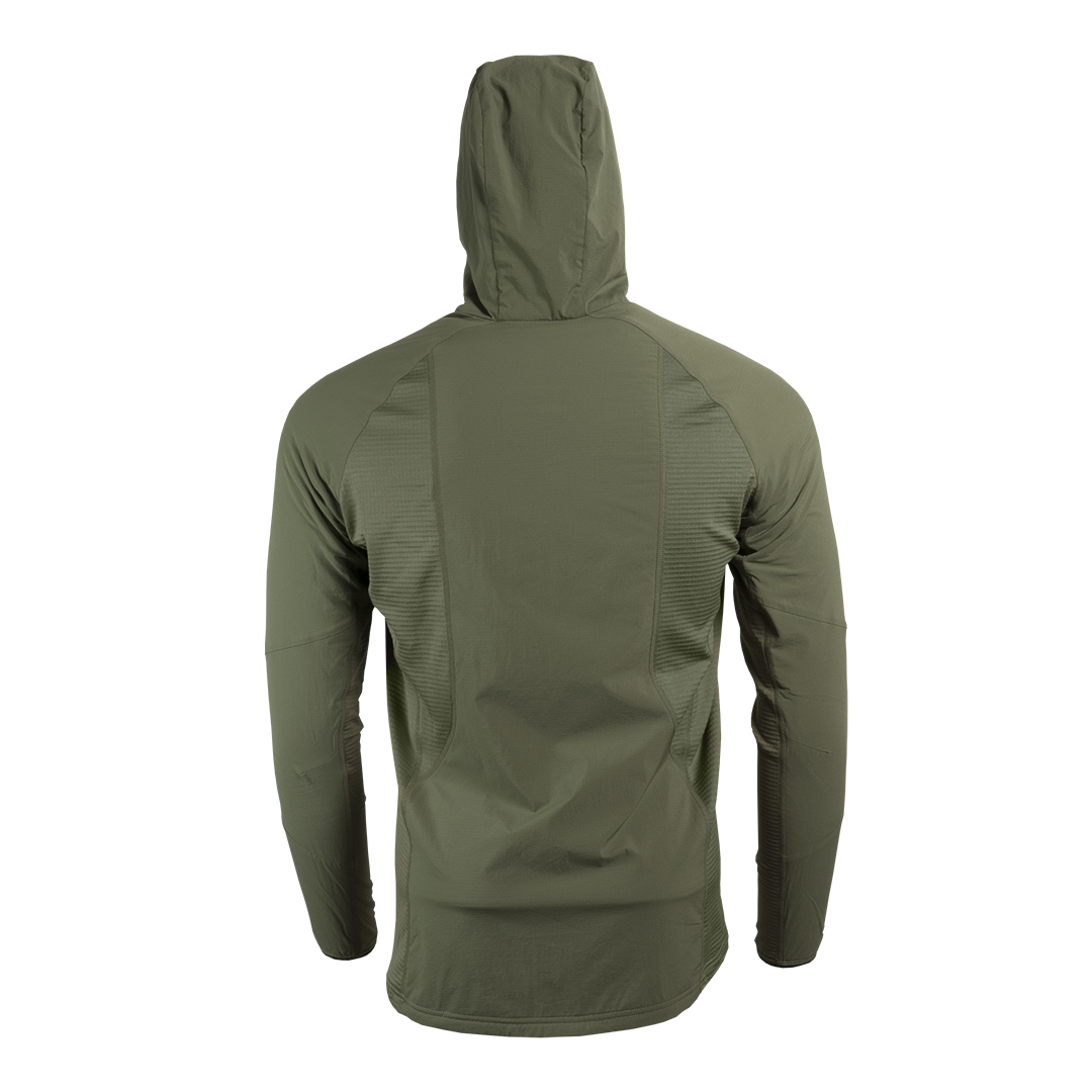 rear view of men's fleece mid layer