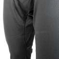 Front detail view of Outdoor Vitals Highline Thermal Leggings showing the contoured crotch construction, inseam stitching, and breathable mesh ventilation panel.