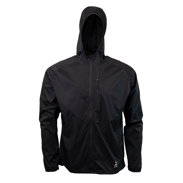 front view of windbreaker jacket for backpacking