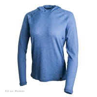 Front view of Tern Ultralight Merino Wool Hoodie fit on women