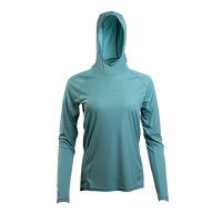 Ultralight synthetic hoodie with a hood, displaying true flat-lock seams and a minimal clean collar.