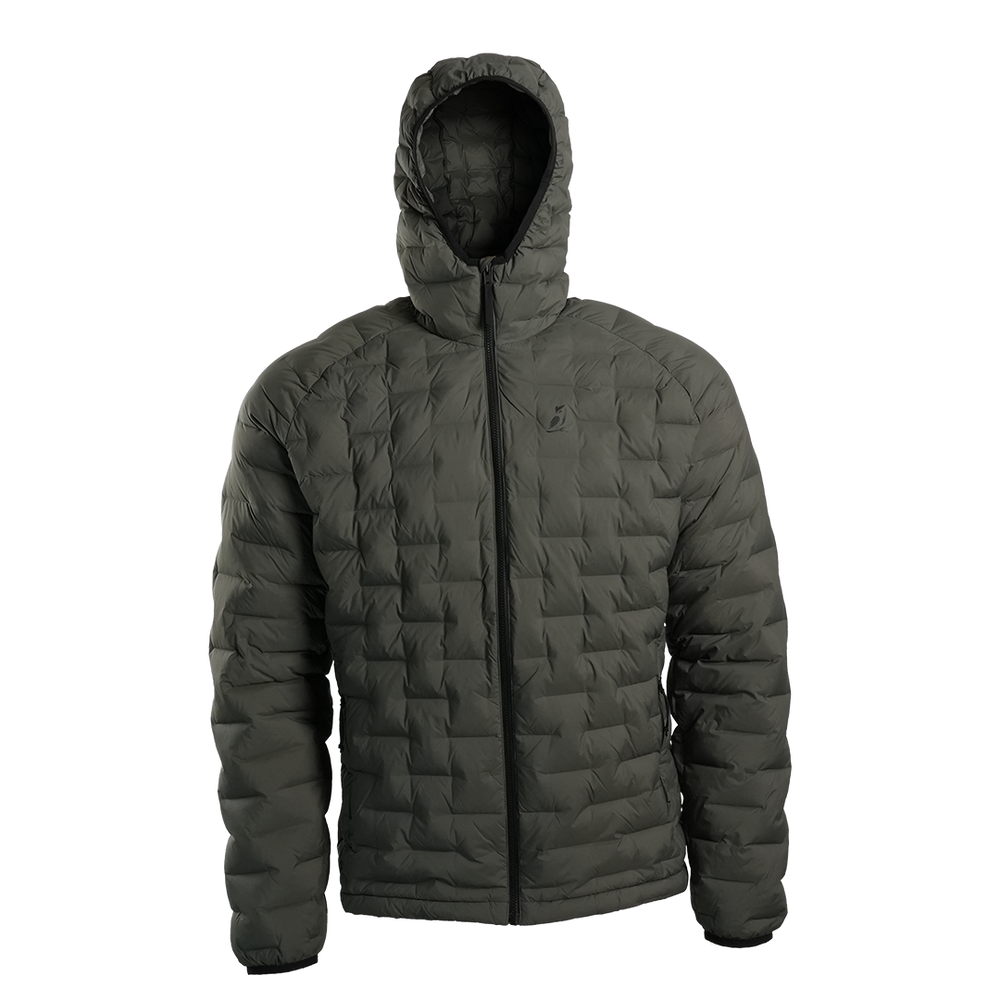 Front view of Outdoor Vitals Zulu Down Jacket featuring performance baffling and technical alpine-ready warmth.