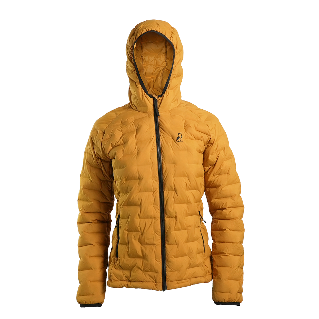 Outdoor Vitals Women’s Zulu Down Jacket – front view emphasizing technical down warmth for ultralight backpacking.
