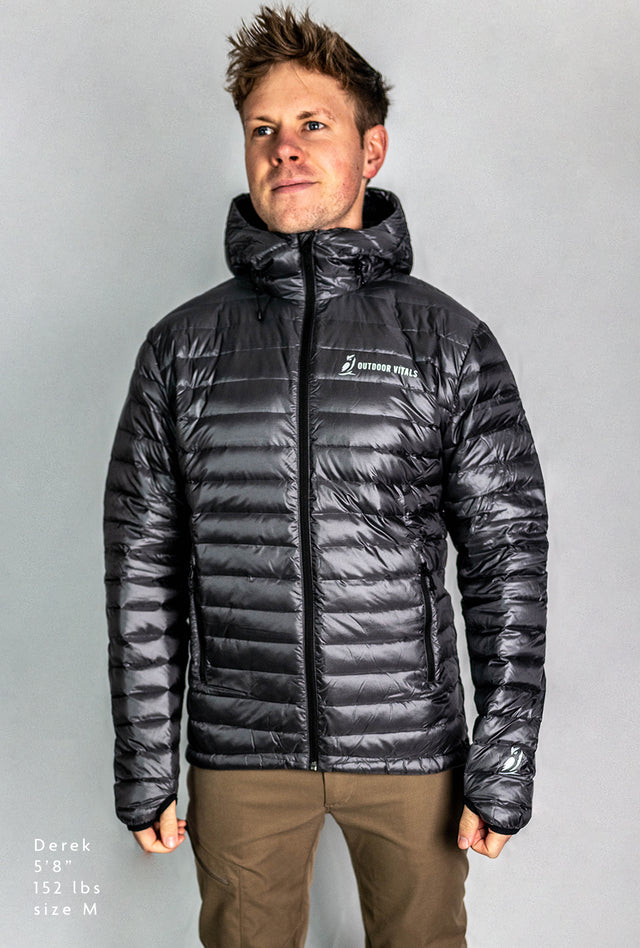 Fit-reference studio shot of a model wearing a NovaUL Jacket in a size medium.