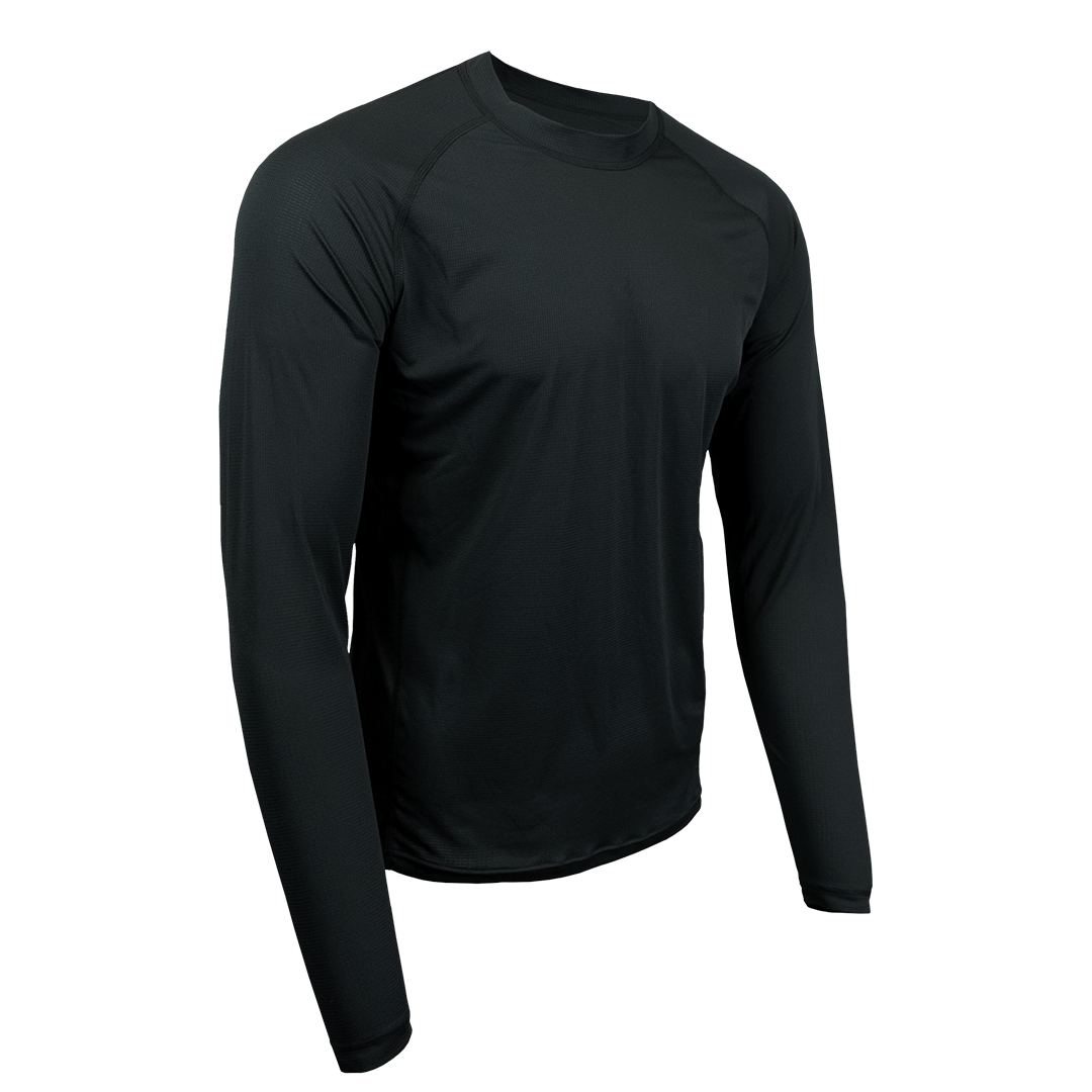 Long-sleeve athletic shirt on a white background 45 degree front right view