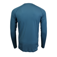 Long-sleeve athletic shirt on a white background back view