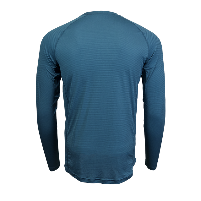 Long-sleeve athletic shirt on a white background back view