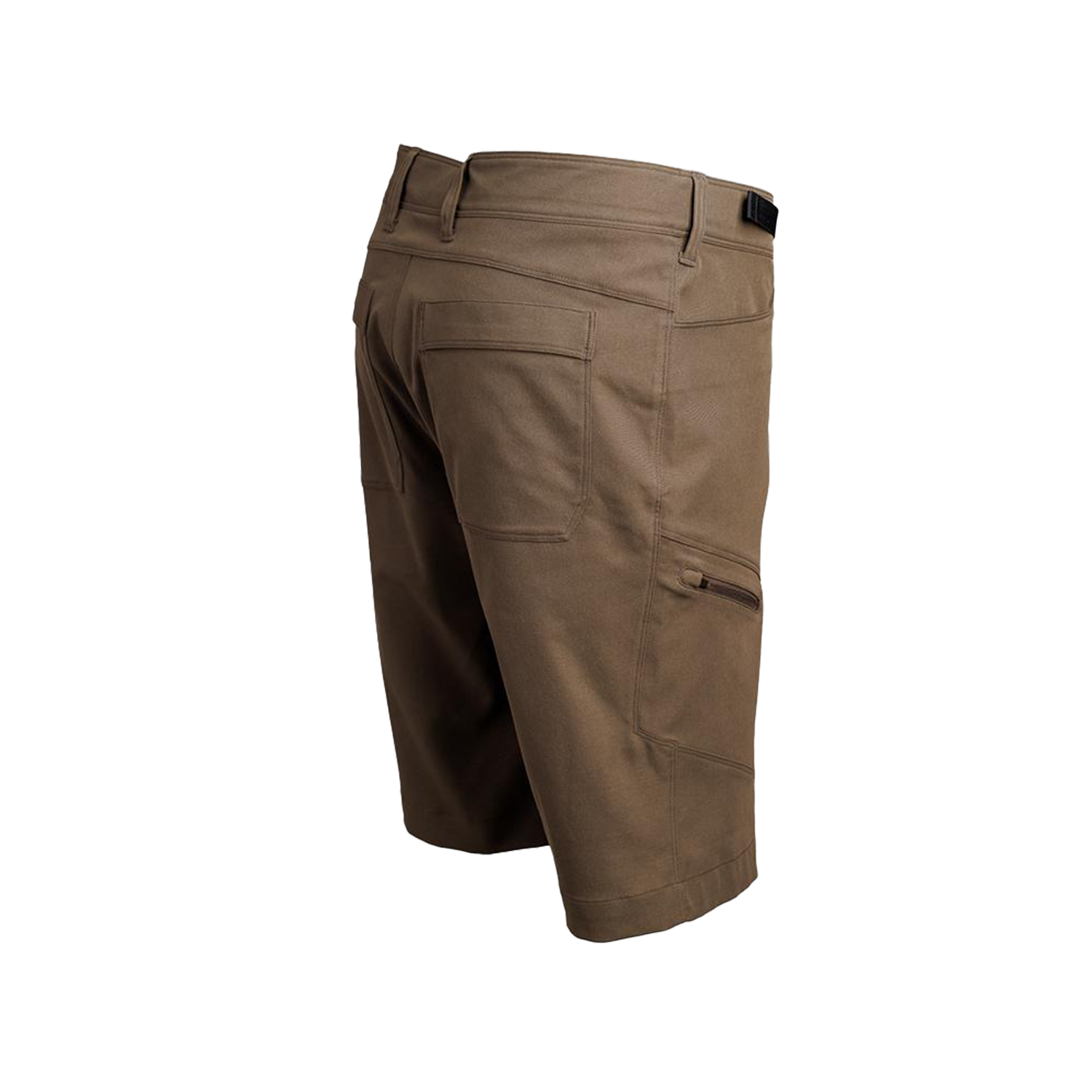 Angled rear view of men's backpacking shorts