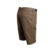 Angled rear view of men's backpacking shorts