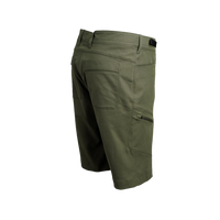 Angled rear view of men's backpacking shorts