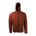 front view of men's full zip hooded jacket for backpacking
