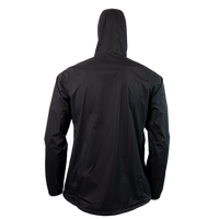 back view of windbreaker jacket for backpacking
