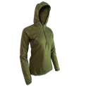 side view of women's technical quarter-zip mid layer