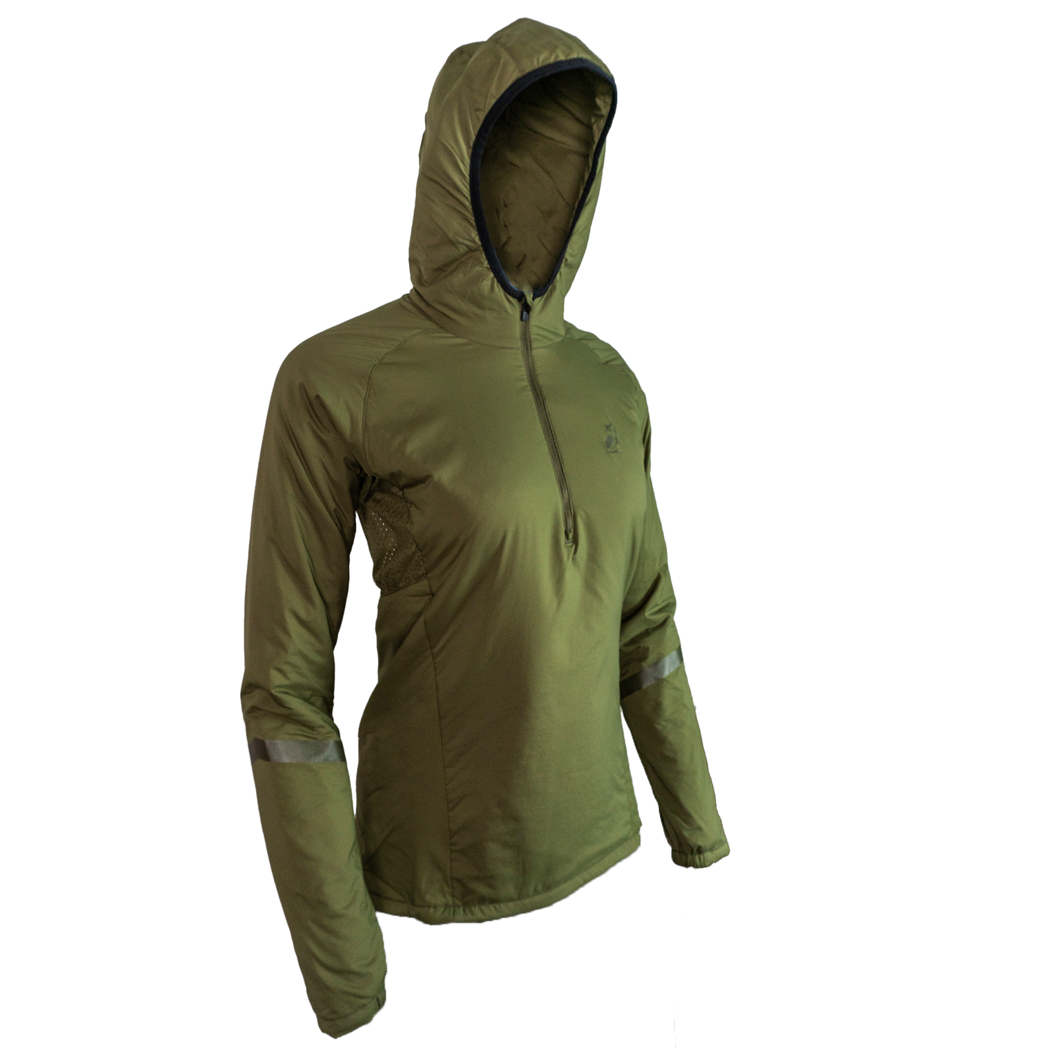 side view of women's technical quarter-zip mid layer