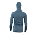 Ultralight synthetic hoodie, displaying true flat-lock seams and a minimal clean collar. Back view