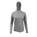 Gray Ultralight synthetic hoodie with a hood, displaying true flat-lock seams and a minimal clean collar.