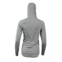 Ultralight synthetic hoodie, displaying true flat-lock seams and a minimal clean collar. Back view